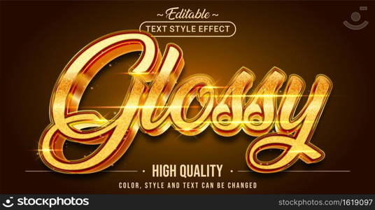 Editable text style effect - Glossy Gold text style theme.