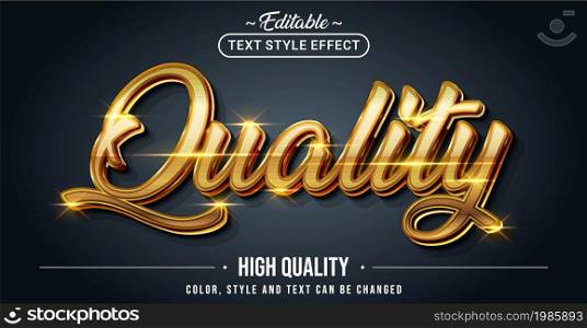 Editable text style effect - Golden Quality text style theme. Graphic Design Element.