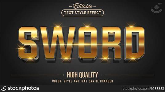 Editable text style effect - Golden Sword text style theme. Graphic Design Element.