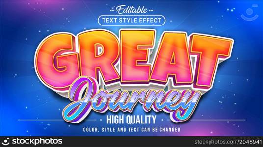 Editable text style effect - Great Journey text style theme. Graphic Design Element.
