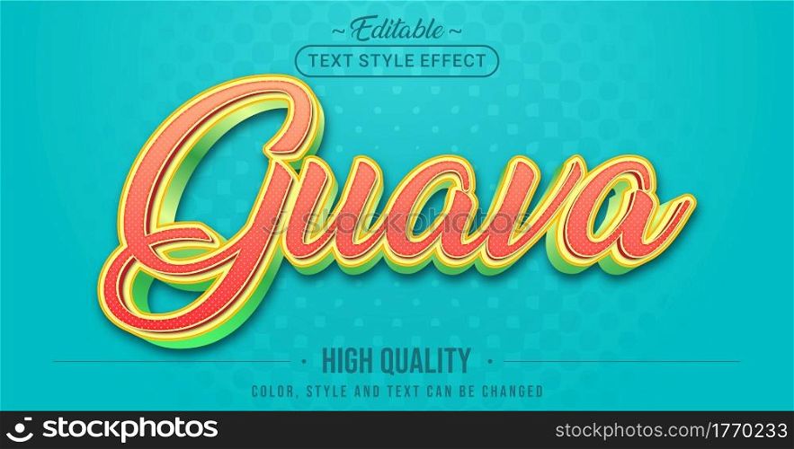 Editable text style effect - Guava text style theme. Graphic Design Element.