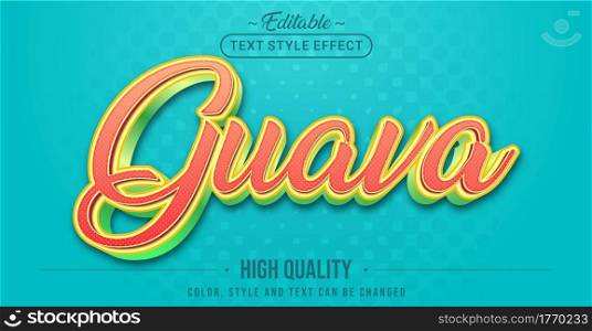 Editable text style effect - Guava text style theme. Graphic Design Element.