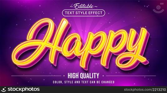 Editable text style effect - Happy text style theme. Graphic Design Element.