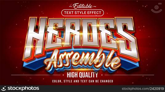 Editable text style effect - Heroes Assemble text style theme. Graphic Design Element.