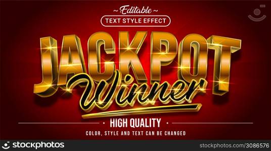 Editable text style effect - Jackpot Winner text style theme. Graphic Design Element.