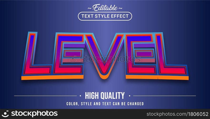 Editable text style effect - Level text style theme. Graphic Design Element.