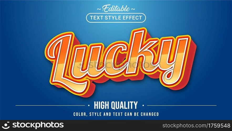 Editable text style effect - Lucky text style theme. Graphic Design Element.