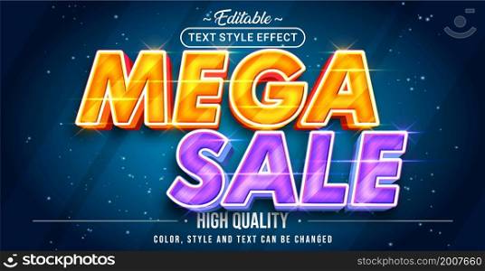 Editable text style effect - Mega Sale text style theme. Graphic Design Element.