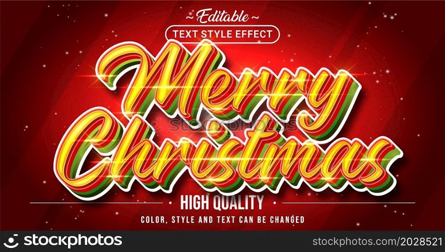 Editable text style effect - Merry Christmas text style theme. Graphic Design Element.