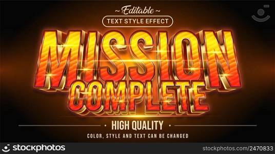 Editable text style effect - Mission Complete text style theme. Graphic Design Element