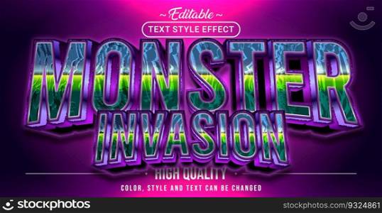 Editable text style effect - Monster Invasion text style theme.