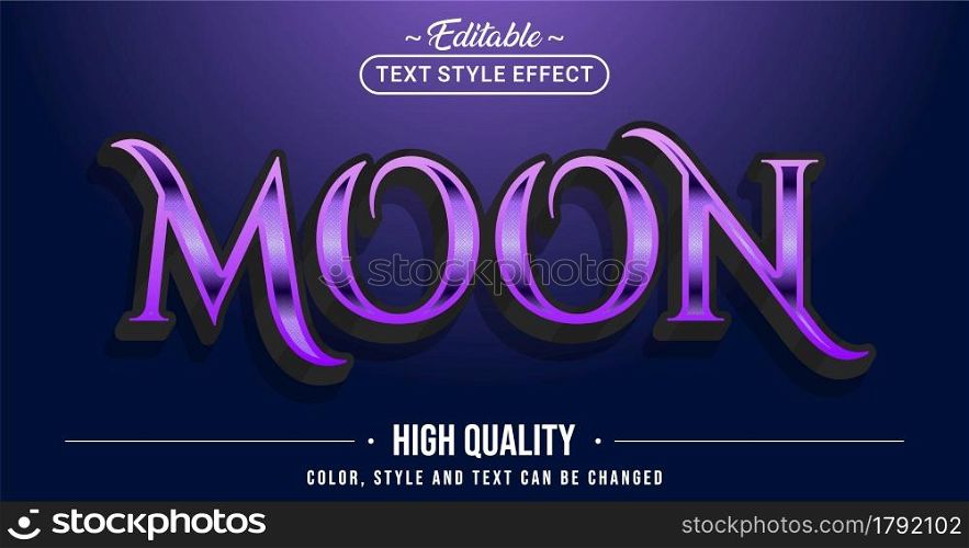 Editable text style effect - Moon text style theme. Graphic Design Element.