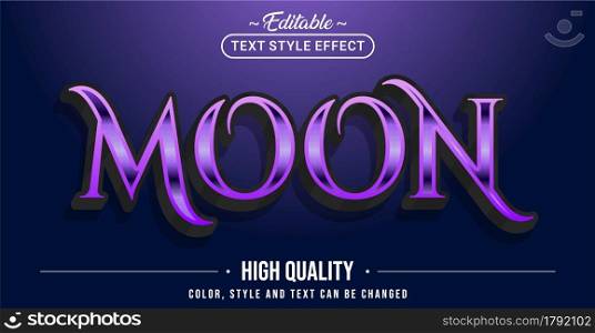 Editable text style effect - Moon text style theme. Graphic Design Element.