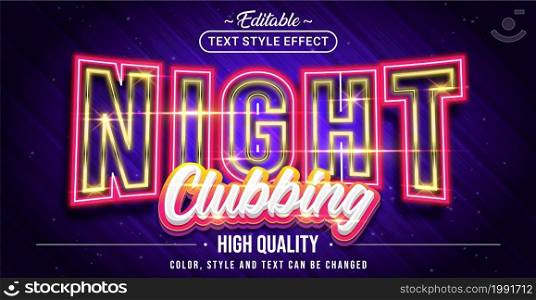 Editable text style effect - Night Clubbing text style theme. Graphic Design Element.