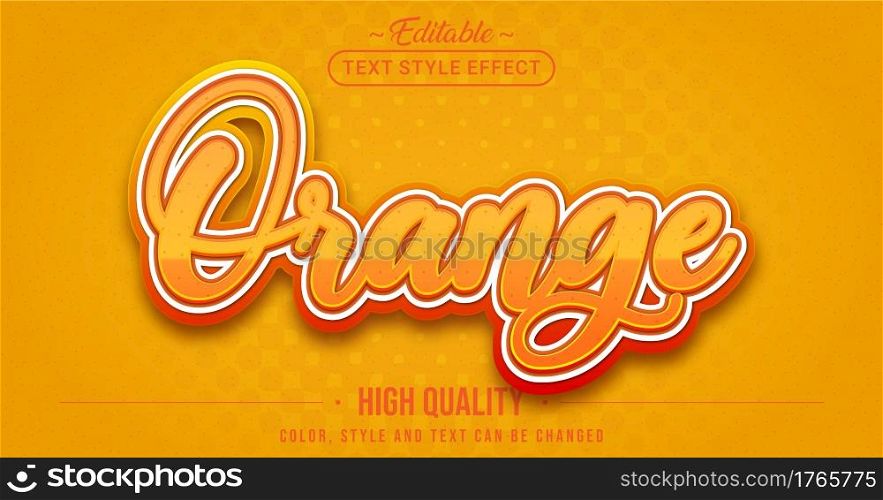 Editable text style effect - Orange text style theme. Graphic Design Element.