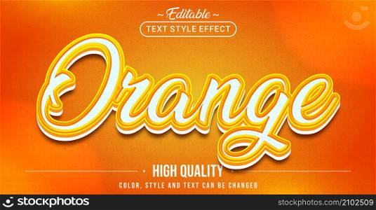 Editable text style effect - Orange text style theme. Graphic Design Element.