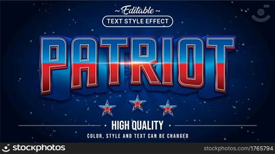 Editable text style effect - Patriot text style theme. Graphic Design Element.