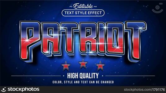 Editable text style effect - Patriot text style theme. Graphic Design Element.