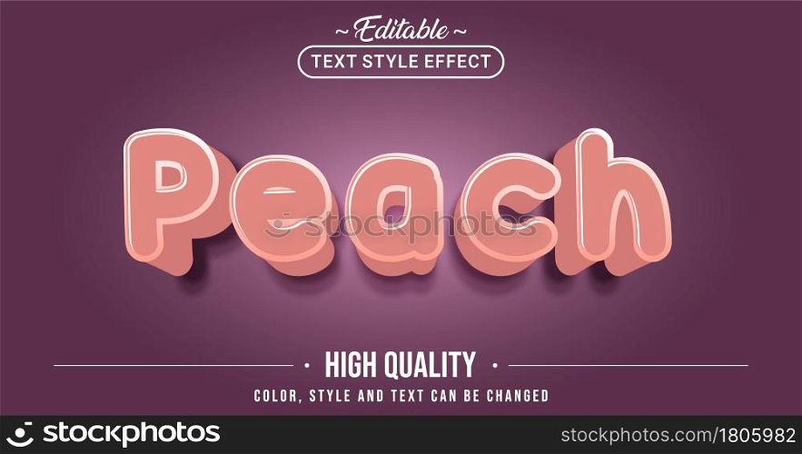 Editable text style effect - Peach text style theme. Graphic Design Element.