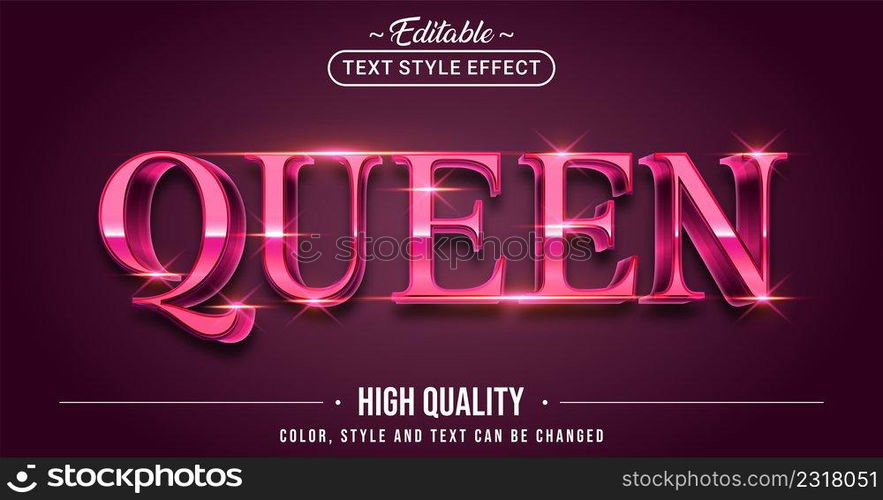 Editable text style effect - Pink Queen text style theme. Graphic Design Element.