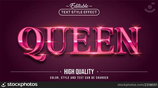 Editable text style effect - Pink Queen text style theme. Graphic Design Element.