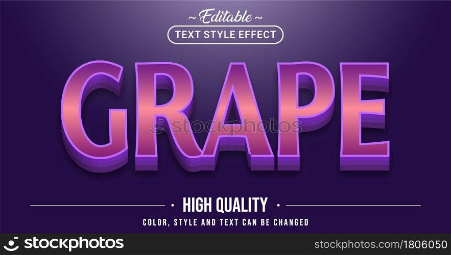 Editable text style effect - Purple Grape text style theme. Graphic Design Element.
