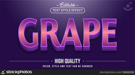 Editable text style effect - Purple Grape text style theme. Graphic Design Element.