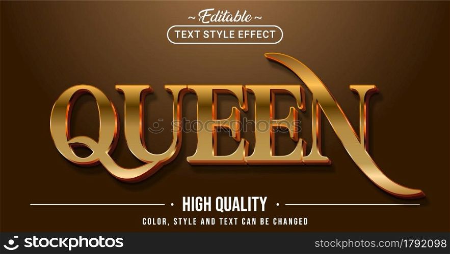 Editable text style effect - Queen text style theme. Graphic Design Element.