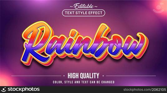 Editable text style effect - Rainbow text style theme. Graphic Design Element.