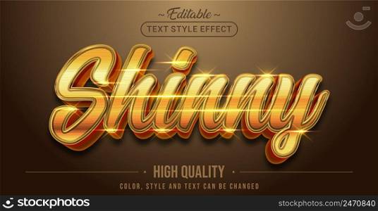 Editable text style effect - Shinny Gold text style theme. Graphic Design Element.