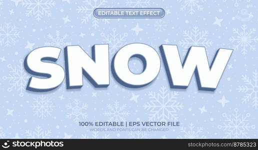 Editable text style effect. Snow text style. Snow text effect. Editable frozen and cold text style. Vector illustration