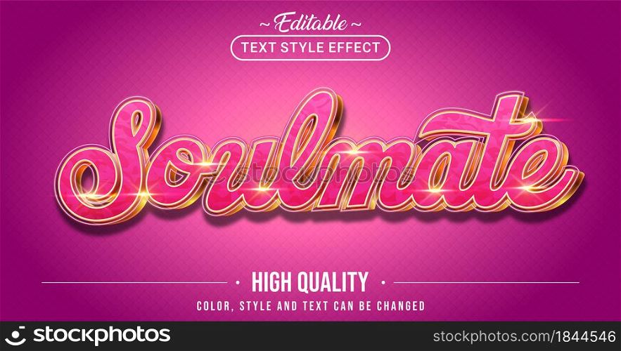 Editable text style effect - Soulmate text style theme. Graphic Design Element.