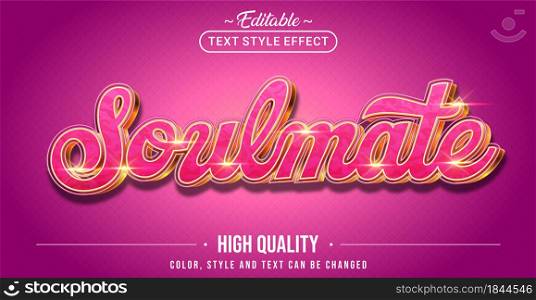 Editable text style effect - Soulmate text style theme. Graphic Design Element.