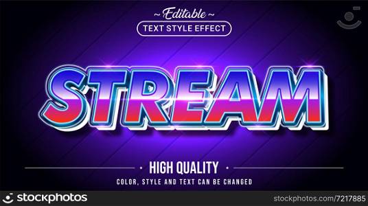 Editable text style effect - Stream text style theme. Graphic Design Element.