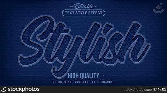 Editable text style effect - Stylish Navy Blue Leather text style theme.