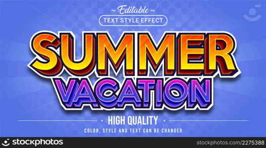 Editable text style effect - Summer Vacation text style theme. Graphic Design Element.
