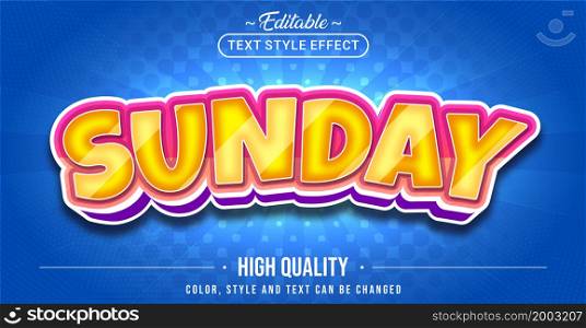 Editable text style effect - Sunday text style theme. Graphic Design Element.