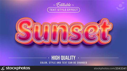 Editable text style effect - Sunset text style theme. Graphic Design Element.