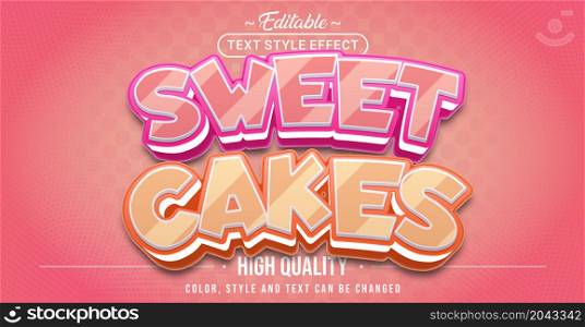 Editable text style effect - Sweet Cakes text style theme. Graphic Design Element.