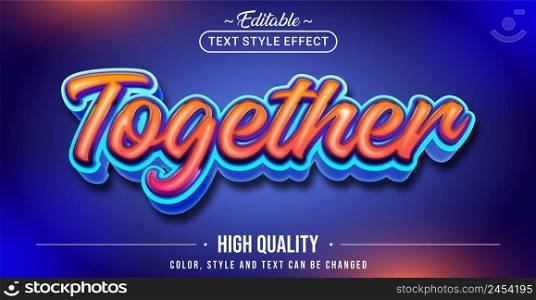 Editable text style effect - Together text style theme. Graphic Design Element.