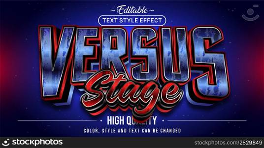 Editable text style effect - Versus Stage text style theme. Graphic Design Element.
