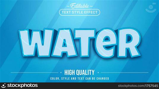 Editable text style effect - Water text style theme. Graphic Design Element.