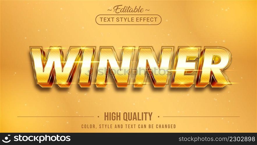 Editable text style effect - Winner text style theme. Graphic Design Element.