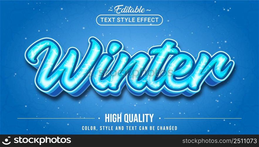 Editable text style effect - Winter text style theme. Graphic Design Element.