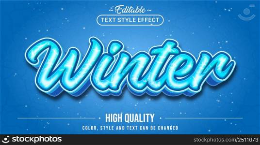 Editable text style effect - Winter text style theme. Graphic Design Element.