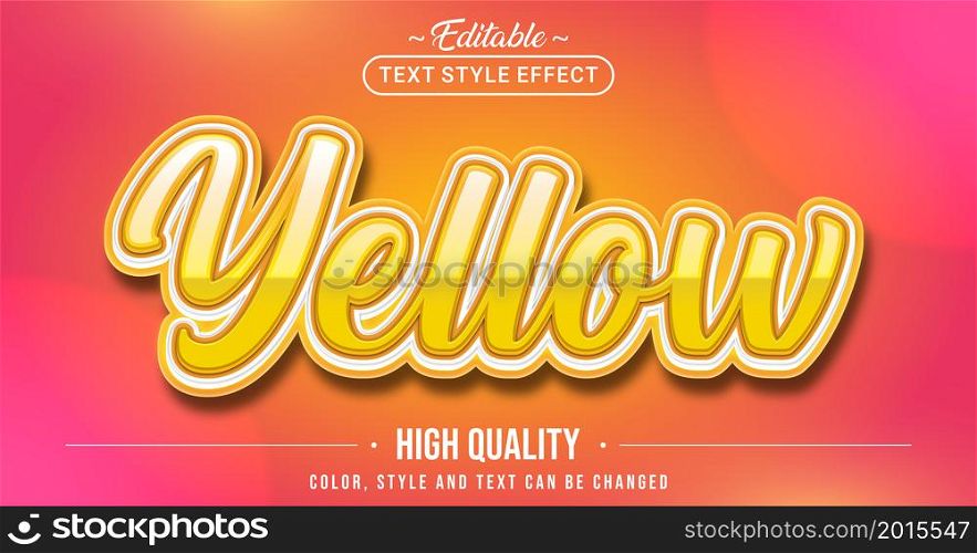 Editable text style effect - Yellow text style theme. Graphic Design Element.