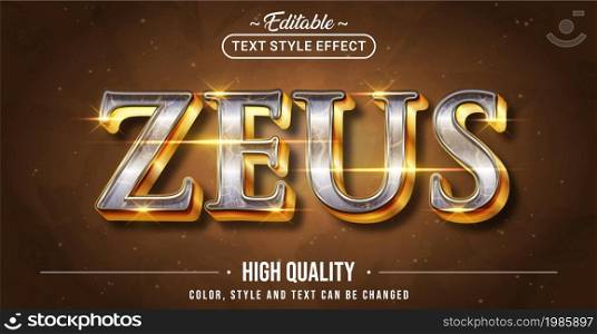 Editable text style effect - Zeus text style theme. Graphic Design Element.