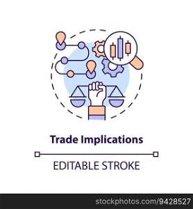 Editable trade implications concept, isolated vector, thin line icon representing carbon border adjustment.. 2D trade implications concept icon