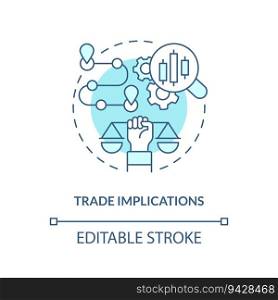 Editable trade implications linear concept, isolated vector, blue thin line icon representing carbon border adjustment.. 2D trade implications concept icon