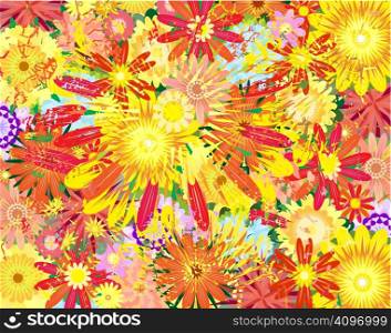 Editable vector background illustration of generic flowers